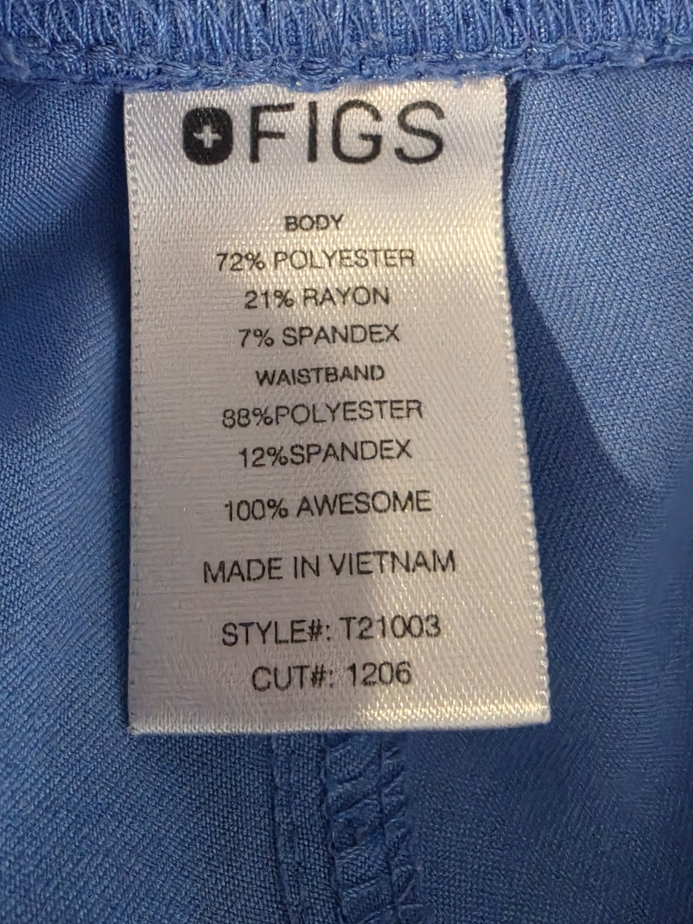 FIGS Livingston High-Rise Straight-Leg Scrub Pant In Ceil Blue Women's Size Med - Picture 5 of 8